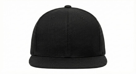 Black baseball cap shown in front view on a plain background for logos.