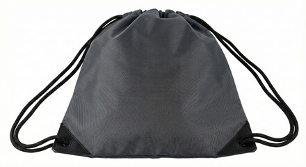 A simple drawstring bag with black rope ready for logo placement on the surface.