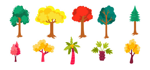 Colorful Tree Vector Illustration &ndash; Vibrant Multicolor Nature Design, Artistic Decorative Foliage Concept for Eco, Growth & Modern Graphic Use