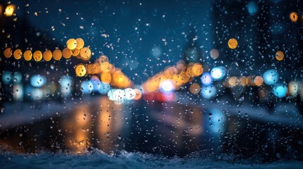 a city street with a lot of rain on it
