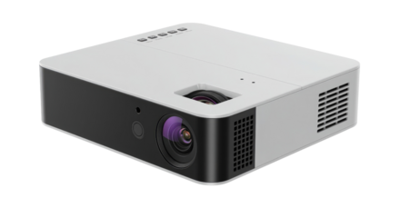 White and black projector isolated on transparent background