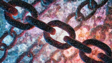 a mosaic of a chain and a chain link