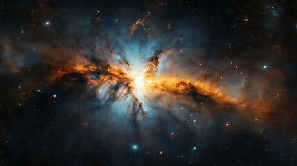 Vibrant galaxy nebula with colorful cosmic clouds and stars in the vast universe