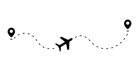 Air travel path illustration vector.