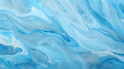 Abstract blue and white fluid art background with swirling paint texture and flowing patterns