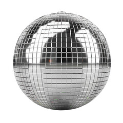 Disco Ball Reflecting Light in Modern Party Atmosphere with Silver Shine on Mirrored Surface for Nightclub Decoration isolated on transparent background