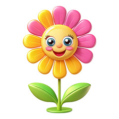 Happy Cartoon Flower Character Smiling