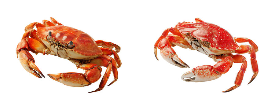 Fresh crab cooked isolated on transparent background, PNG format, cut out