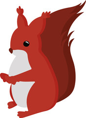 Charming red squirrel stands alert, paws raised, embodying autumn’s playful spirit with vibrant coloring, detailed design. © PixArtAI