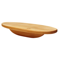 Wooden serving tray in minimalist design with soft natural lighting on smooth wooden texture for home decor isolated on transparent background