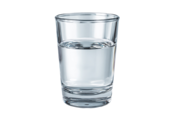 Clear glass filled with water resting on a plain surface during daylight