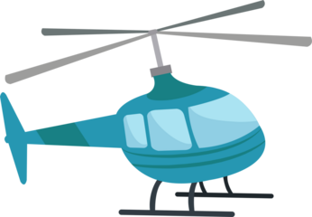 Modern helicopter illustration showcases sleek design, rotor blades, cockpit window, landing skids, perfect for aviation concepts.