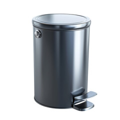 Modern Pedal Bin in Dark Gray Metal with Step Pedal in Studio Lighting for Home Essentials isolated on transparent background