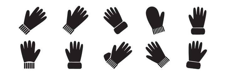 Obraz premium Set of winter gloves collection featuring cold weather protection and warmth ideal for snow season activities providing comfort and style isolated transparently