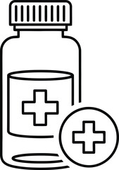 Fototapeta premium Medicine bottle with cross symbol on label