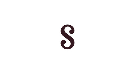 Elegant Dark Brown Stylized Letter S on Clean White Background, Decorative Uppercase Alphabet Character for Design