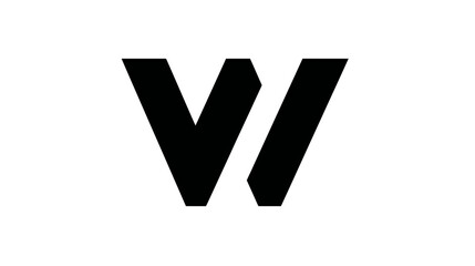 Bold black uppercase letter W, modern sans-serif font, isolated on white background. Typographic design element.