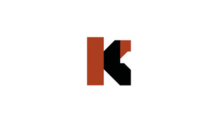 Stylized geometric letter K initial in black and burnt orange on a white background, modern alphabet symbol for branding.