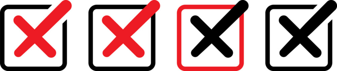 Obraz premium Four checkboxes with crosses