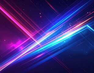 Dynamic, abstract display of intersecting, vibrant light streaks
