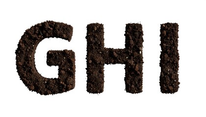 Soil Letters - G, H, and I on White Background.