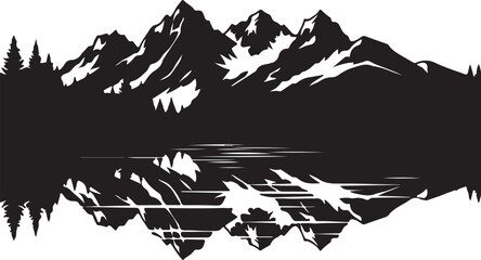 Mountain landscape with lake and trees