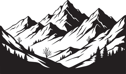 mountain landscape with trees and hills