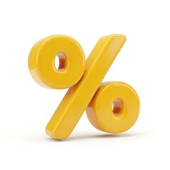 Shiny Yellow 3 D Percent Symbol Isolated on White percentage discount