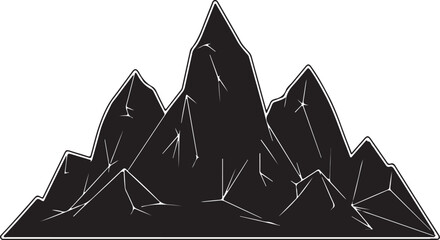 Mountain range silhouette with cracked stones