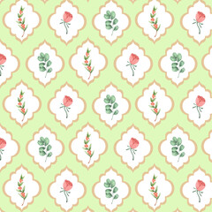 Hand drawn colourful geometric flowers, seamless patterns with floral for fabric, textiles, clothing, wrapping paper, backdrop, banner, illustration, abstract backgrounds.