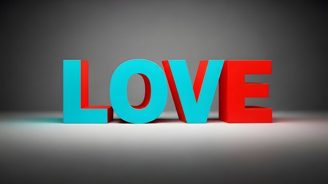 Colorful 3D Love Typography on Gradient Background