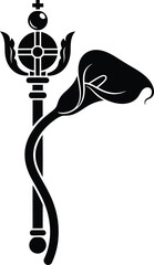 An artistic illustration of a trishul with a lotus flower, symbolizing spirituality and cultural heritage.