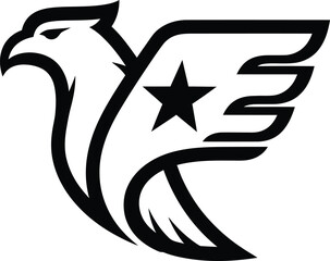 Stylized eagle illustration with a star on its wing, symbolizing freedom and strength