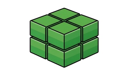 Stack of green cubes in 3D illustration