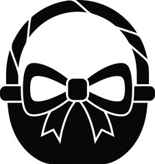 A black and white illustration of a person's face wearing a bow tie