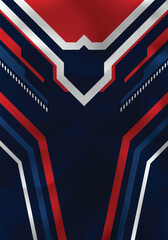 Futuristic racing style sublimation jersey template in red, white and navy blue