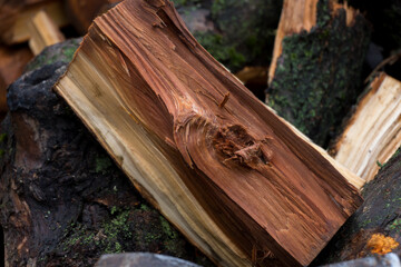 chopped fruit firewood for heating the house or for cooking meat on the grill