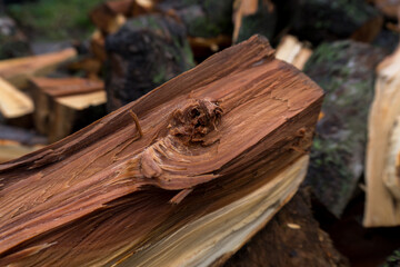 chopped fruit firewood for heating the house or for cooking meat on the grill