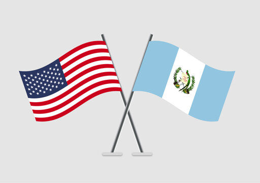 United States and Guatemala vector flags in abstract national theme