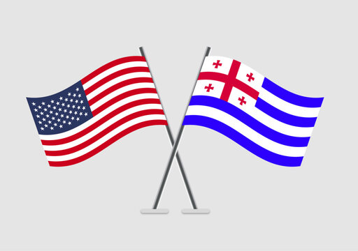 United States and Ajaria vector flags isolated on light background