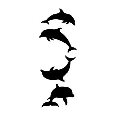 Obraz premium Dolphin animal silhouette, set of dolphin vector, dolphin vector design, dolphin silhouette art design
