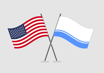 Obraz premium United States and Altai Republic vector flags with smooth shadow and soft colors
