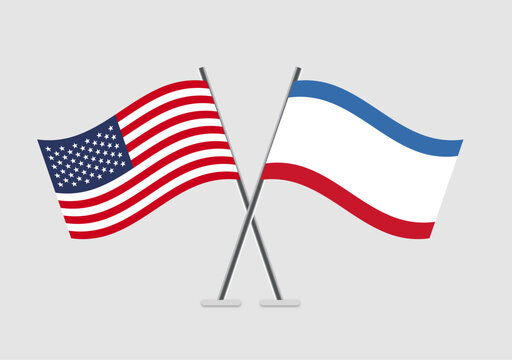 United States and Crimea vector flags in 2D vector symbol style