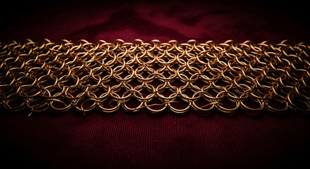 Interlocking Copper Rings Pattern on Deep Red Velvet