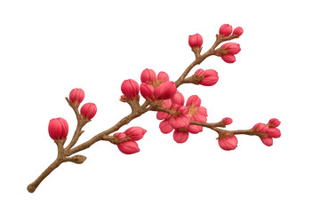 Cherry blossom branch with pink buds developing, symbolizing spring, new life, and beginning nature