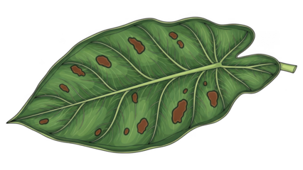 Illustrated leaf with brown spots