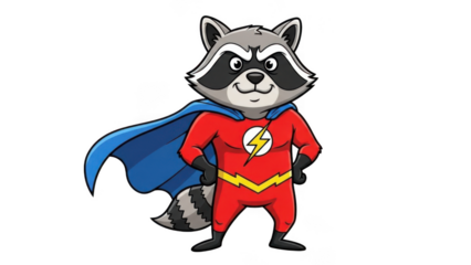 Cartoon raccoon superhero