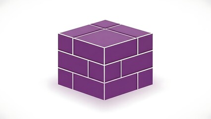 Purple brick cube structure with white outlines on clean background