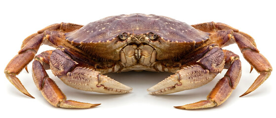 Edible Brown Crab (Cancer pagurus) Isolated on White Background.