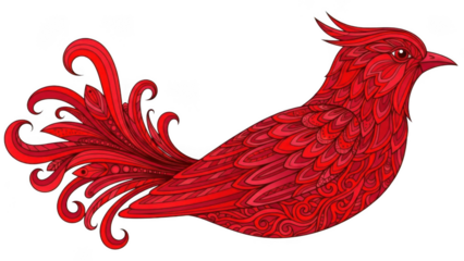 Intricate red bird illustration